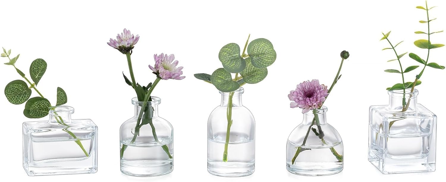 Gold Flower Vase — Set of 10 — Clear