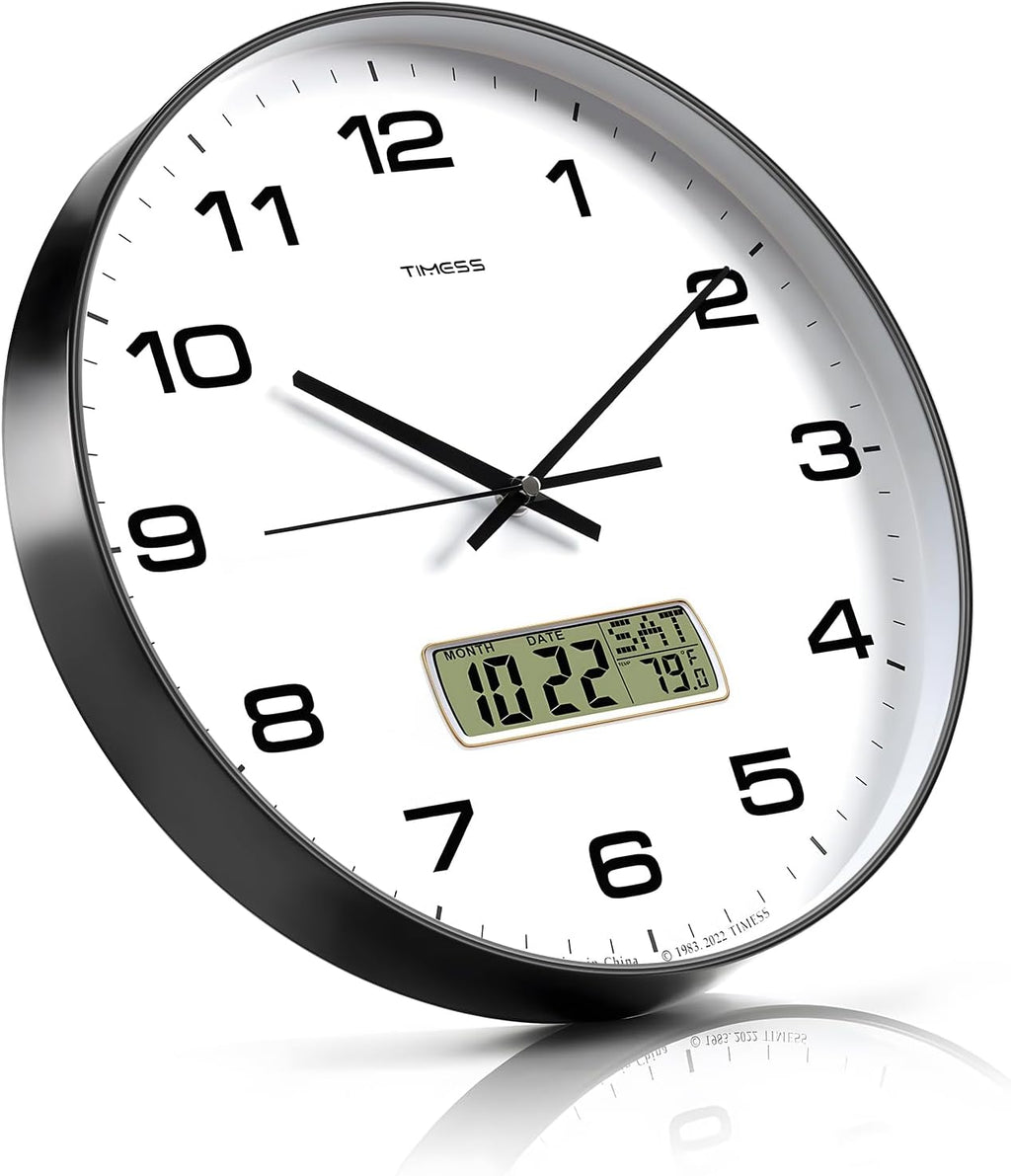 Battery Operated Modern Black Wall Clock — 13" - View 4