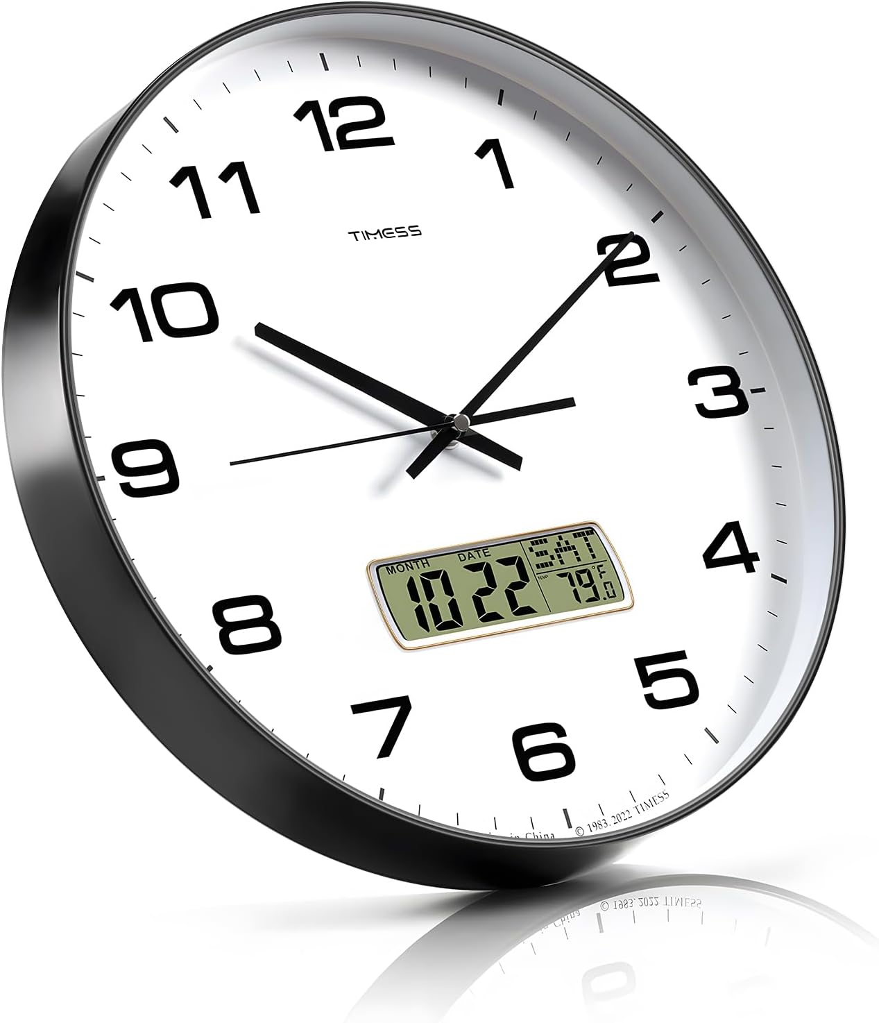 Battery Operated Modern Black Wall Clock — 13" - View 4