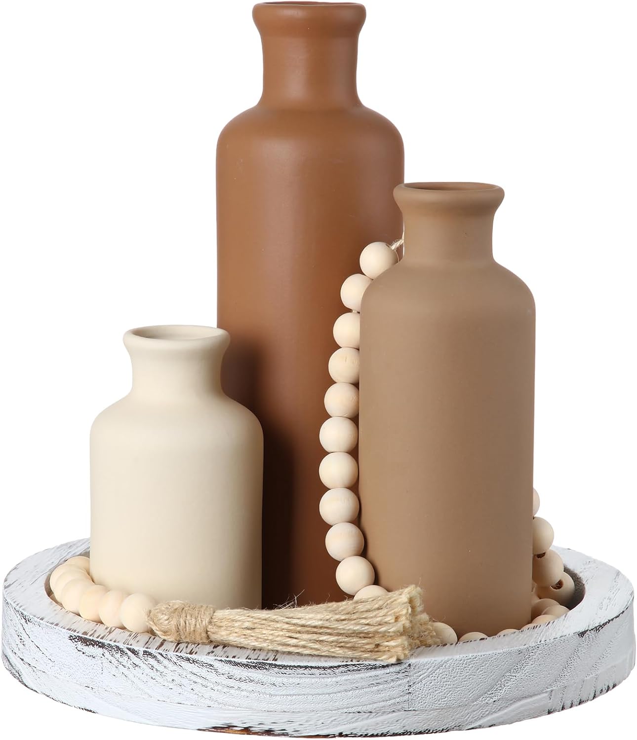 Boho Black Vase — Set of 3 — Brown