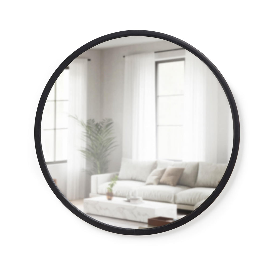 Round Modern Beige Wall Mirror — 24"