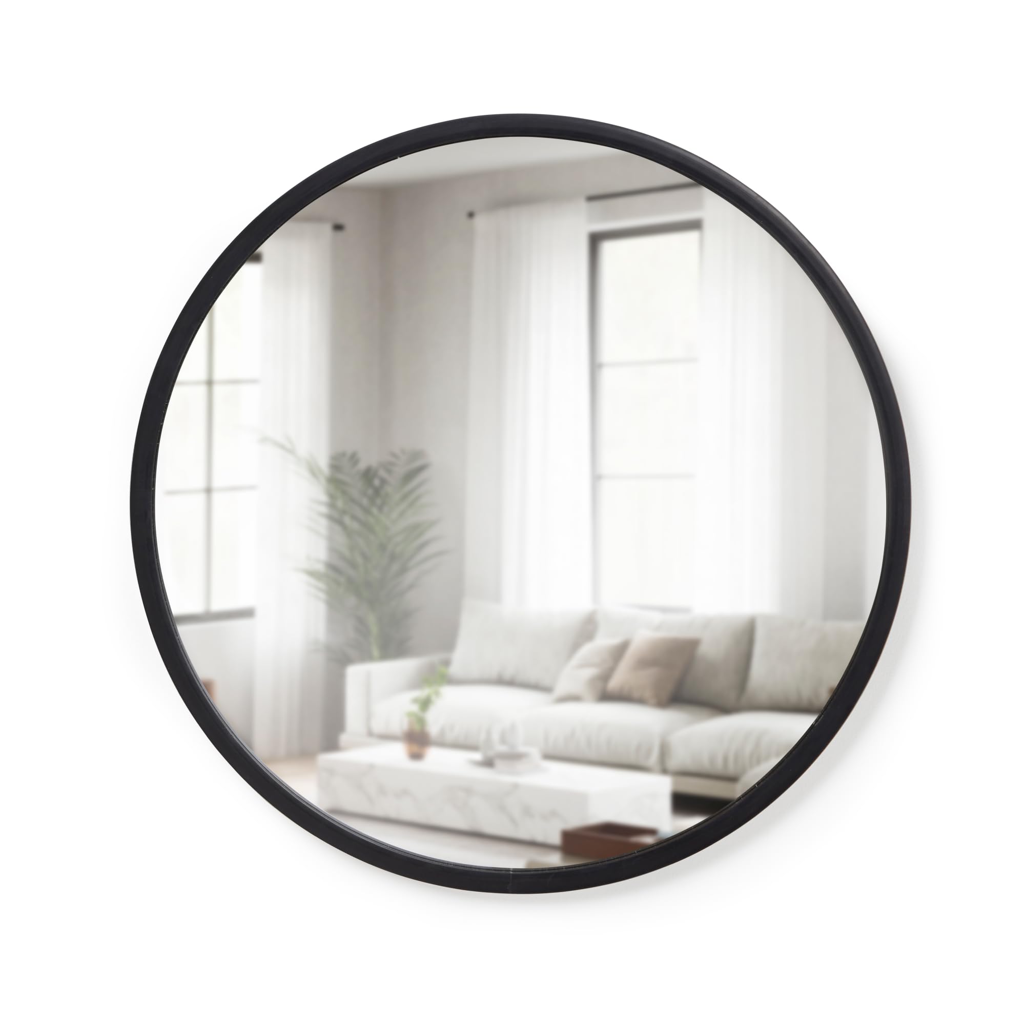 Round Modern Beige Wall Mirror — 24"