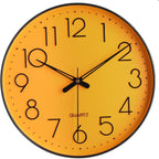 Round Black Wall Clock — 12" — Yellow