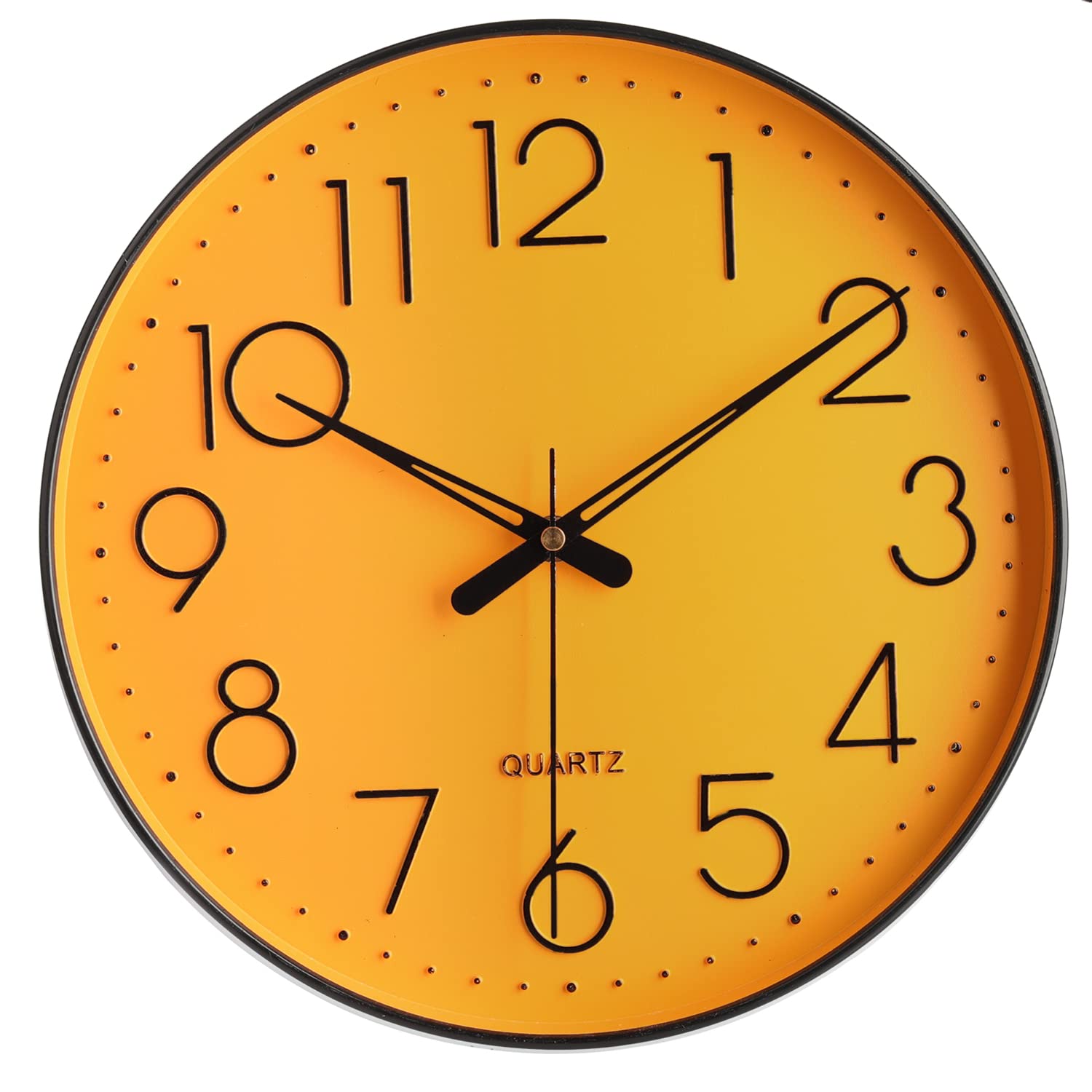 Round Black Wall Clock — 12"