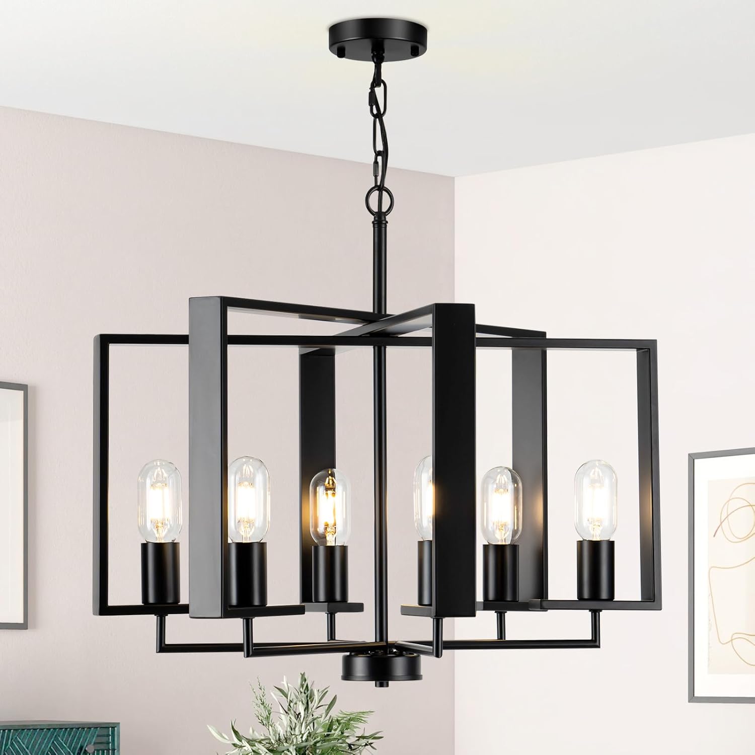 Adjustable Farmhouse Black Chandelier — 16.14" — Black 42