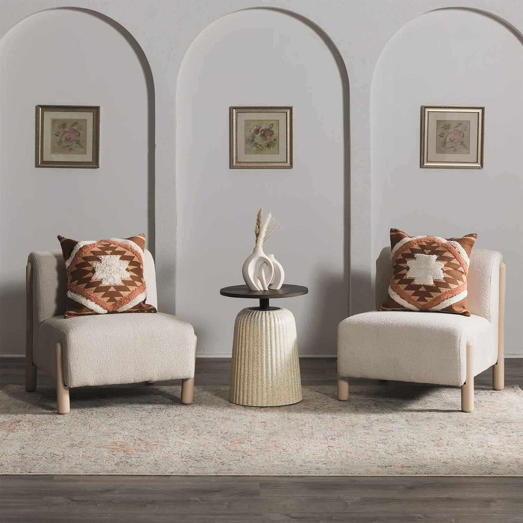 Lumbar Boho Beige Cushion Cover — 20" - View 5