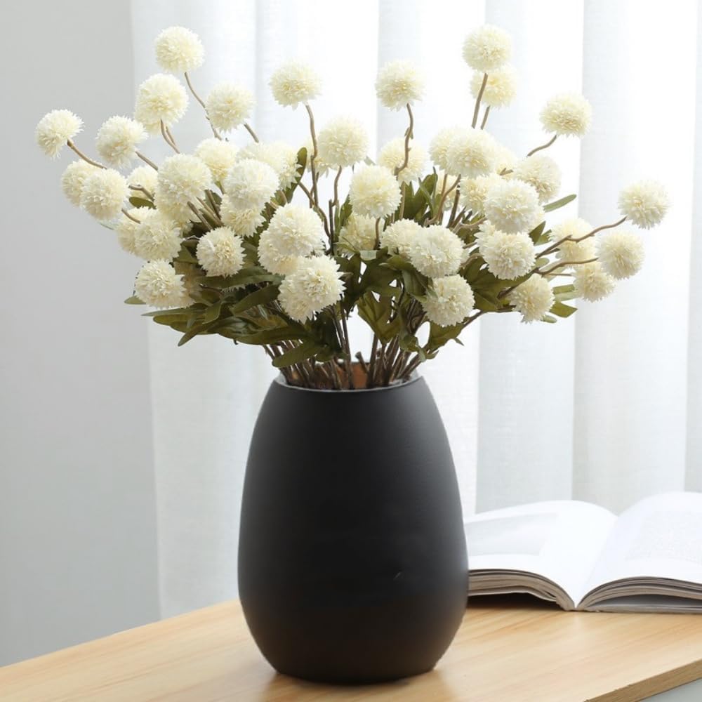 Pom Pom Beige Artificial Plant — White10