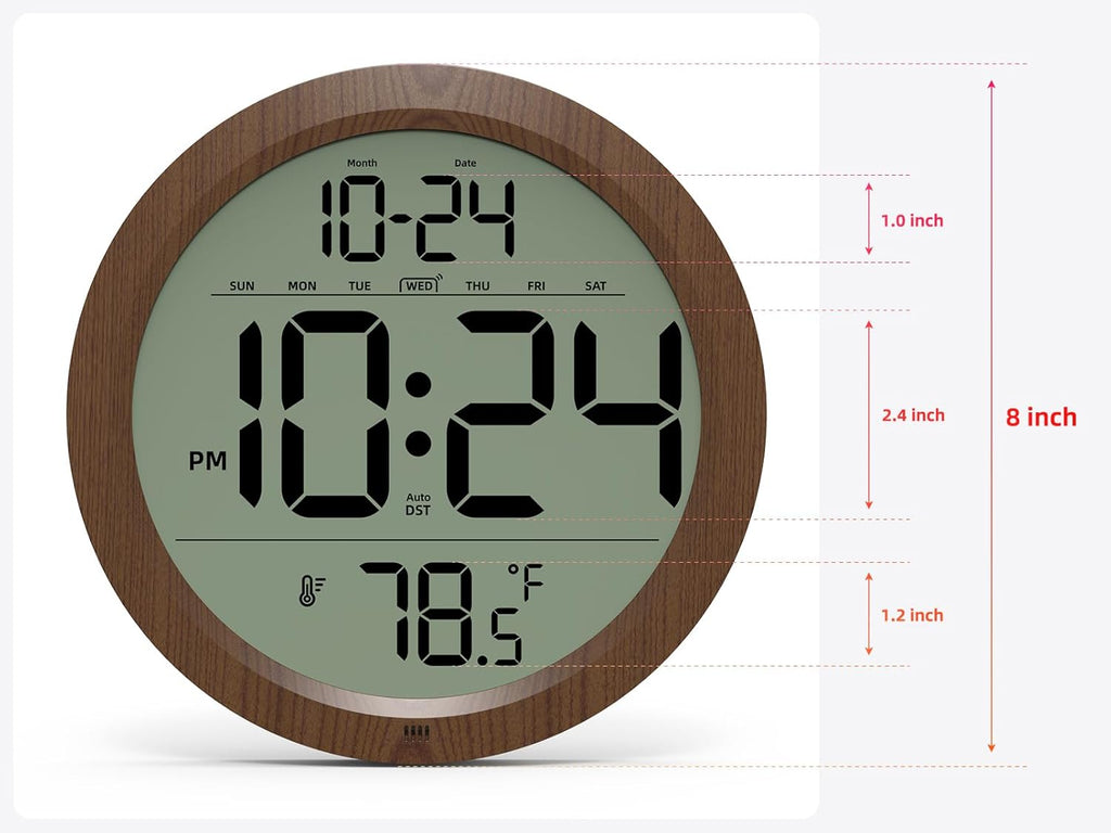 Battery-Operated Farmhouse Wood Wall Clock — 8" - View 3