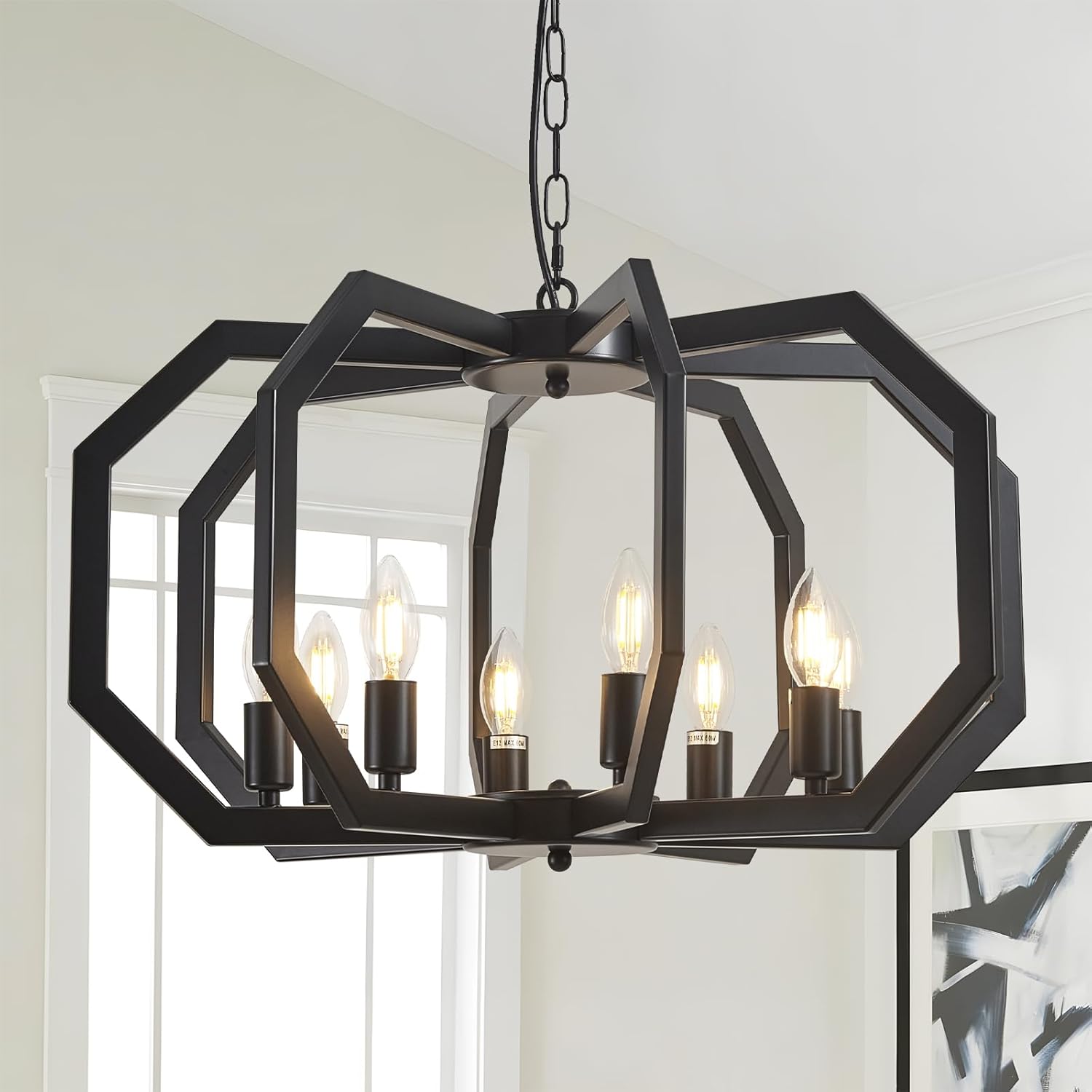 Farmhouse Black Chandelier — 4-Light — Black
