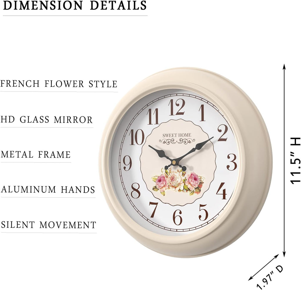 Battery Operated Farmhouse Wall Clock — 11.5" - View 3
