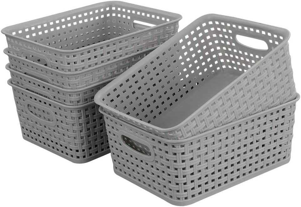 Boho Black Storage Basket — Light grey