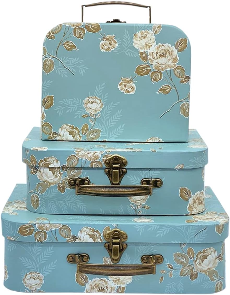 Vintage Black Storage Basket — Acid Blue Flowers