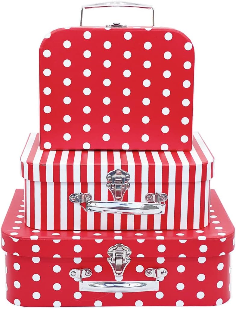 Vintage Black Storage Basket — Red Dots and Strips