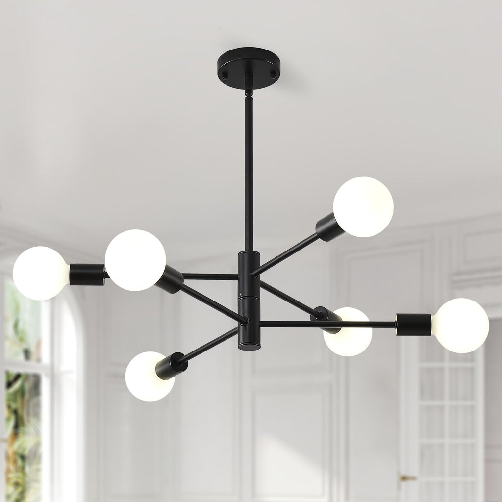 Adjustable Farmhouse Black Chandelier — 6-Light