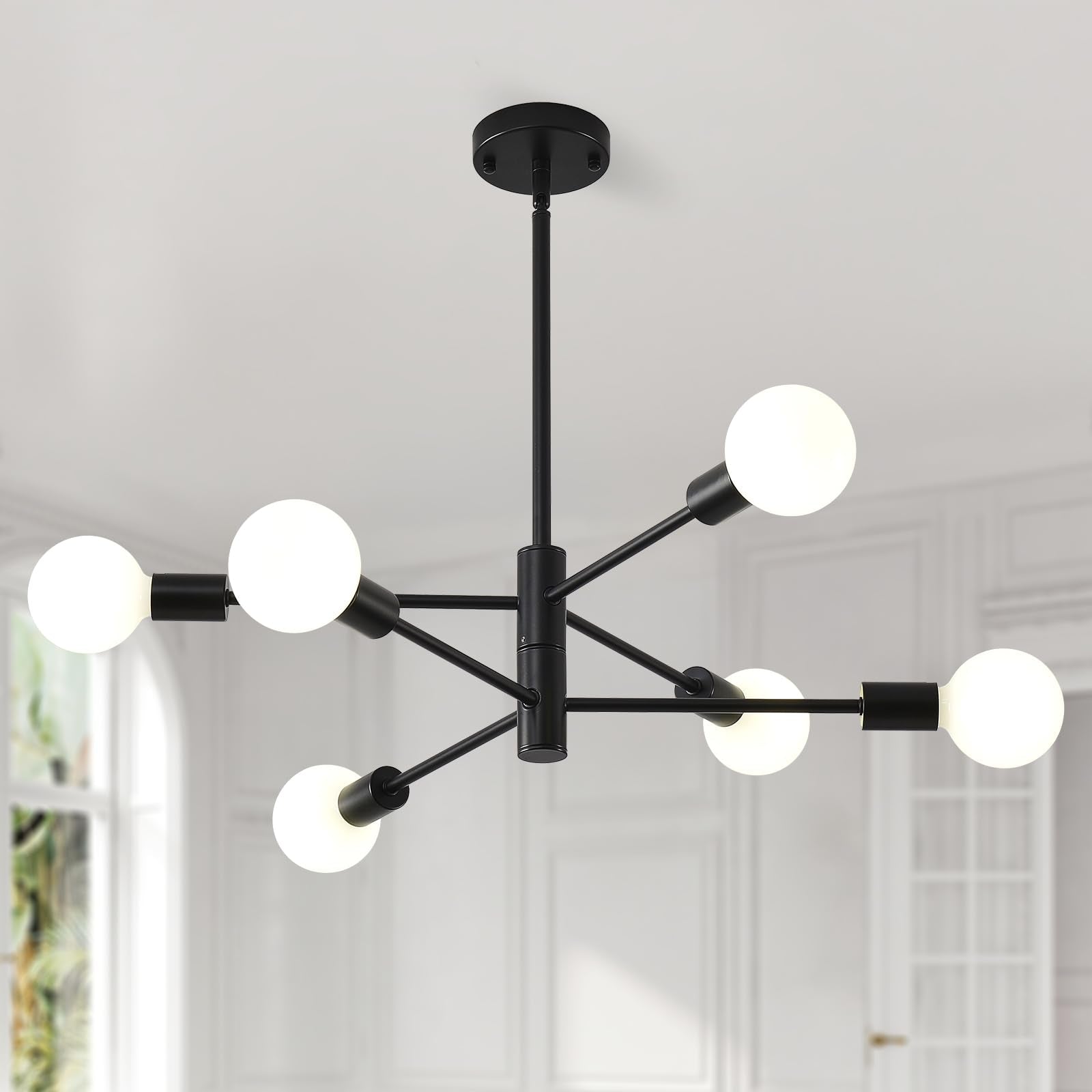 Adjustable Farmhouse Black Chandelier — 6-Light