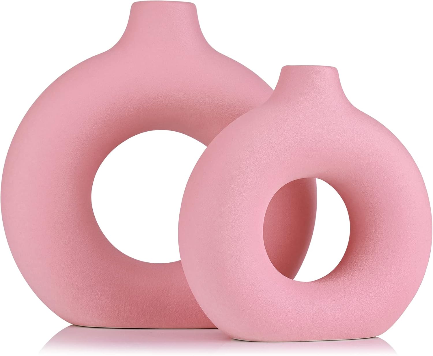 Modern Blue Vase Set — Set of 2 — Pink