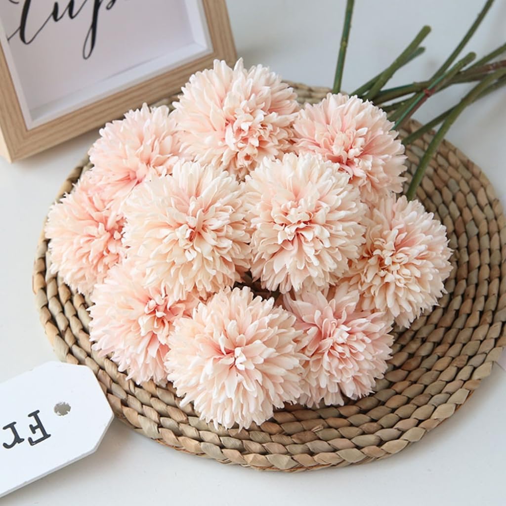 Pom Pom Beige Artificial Plant — Champagne
