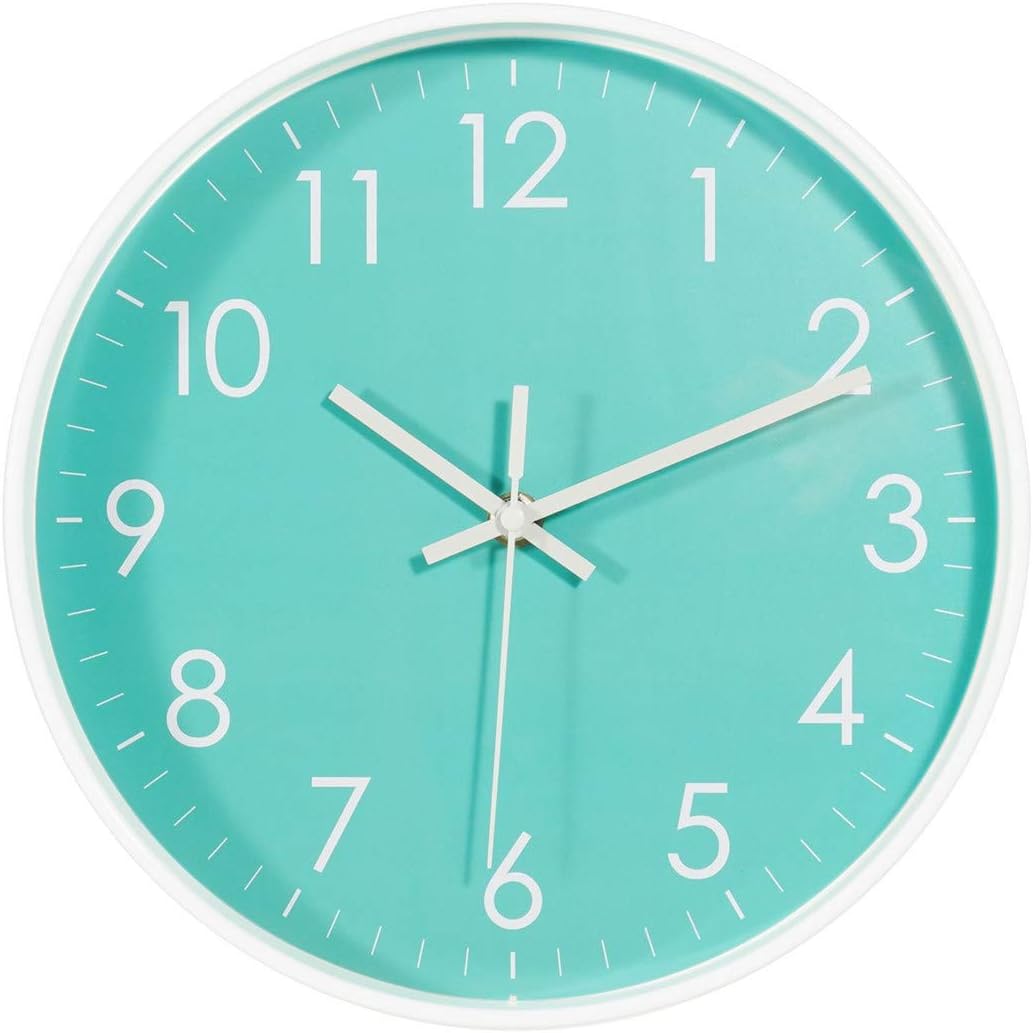 Battery Operated Modern Green Wall Clock — Teal