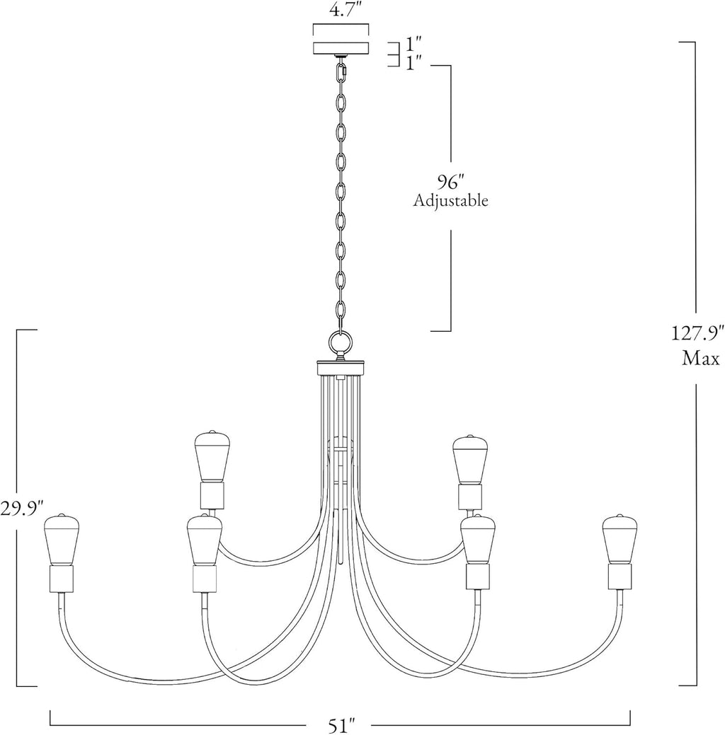 Adjustable Farmhouse Metal Chandelier — 9-Light - View 2