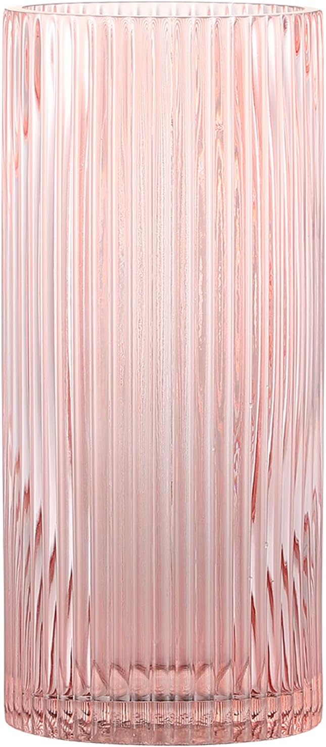 Black Flower Vase — 10" — Pink