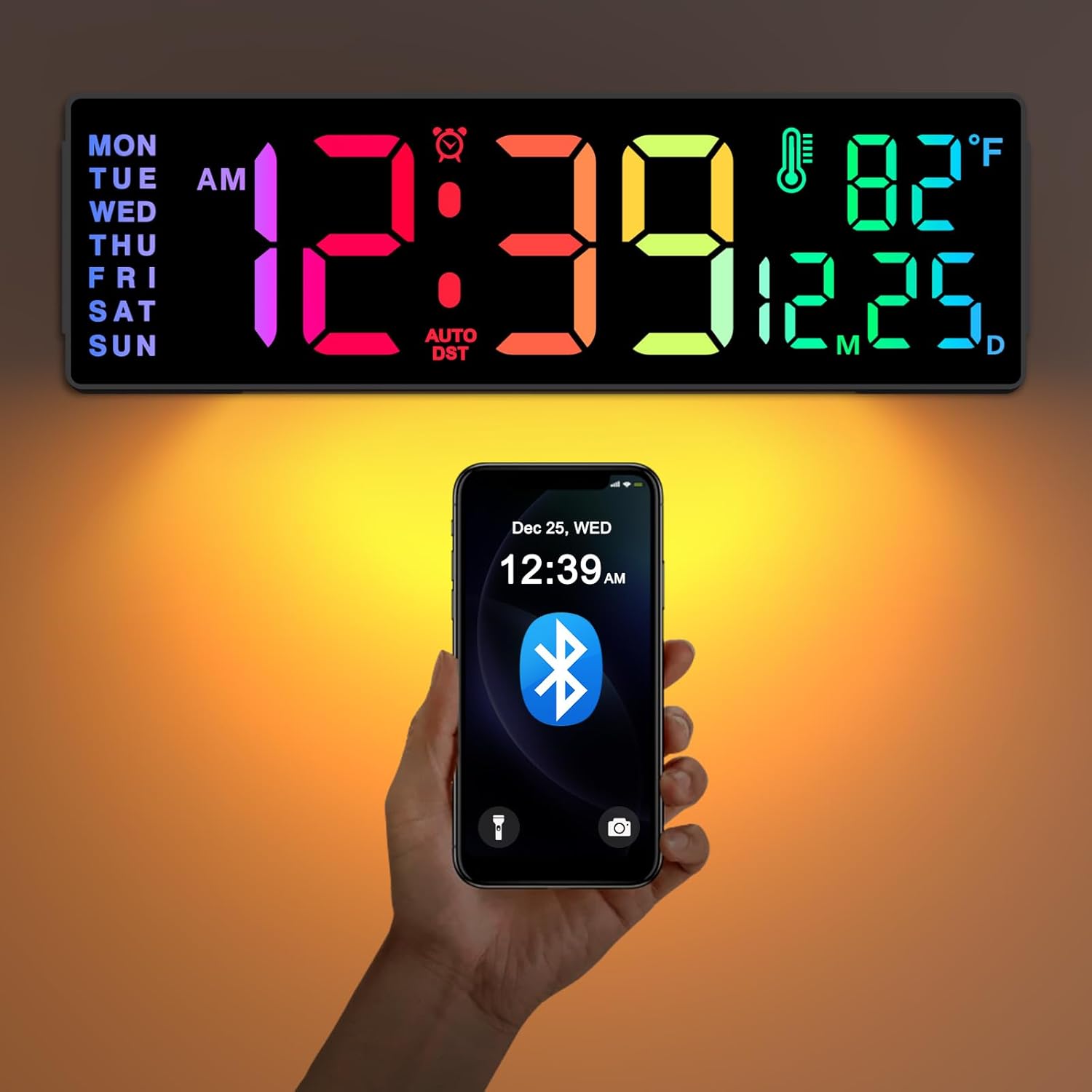 Dimmable Blue Wall Clock — 10.2" — 14.2" Multicolor