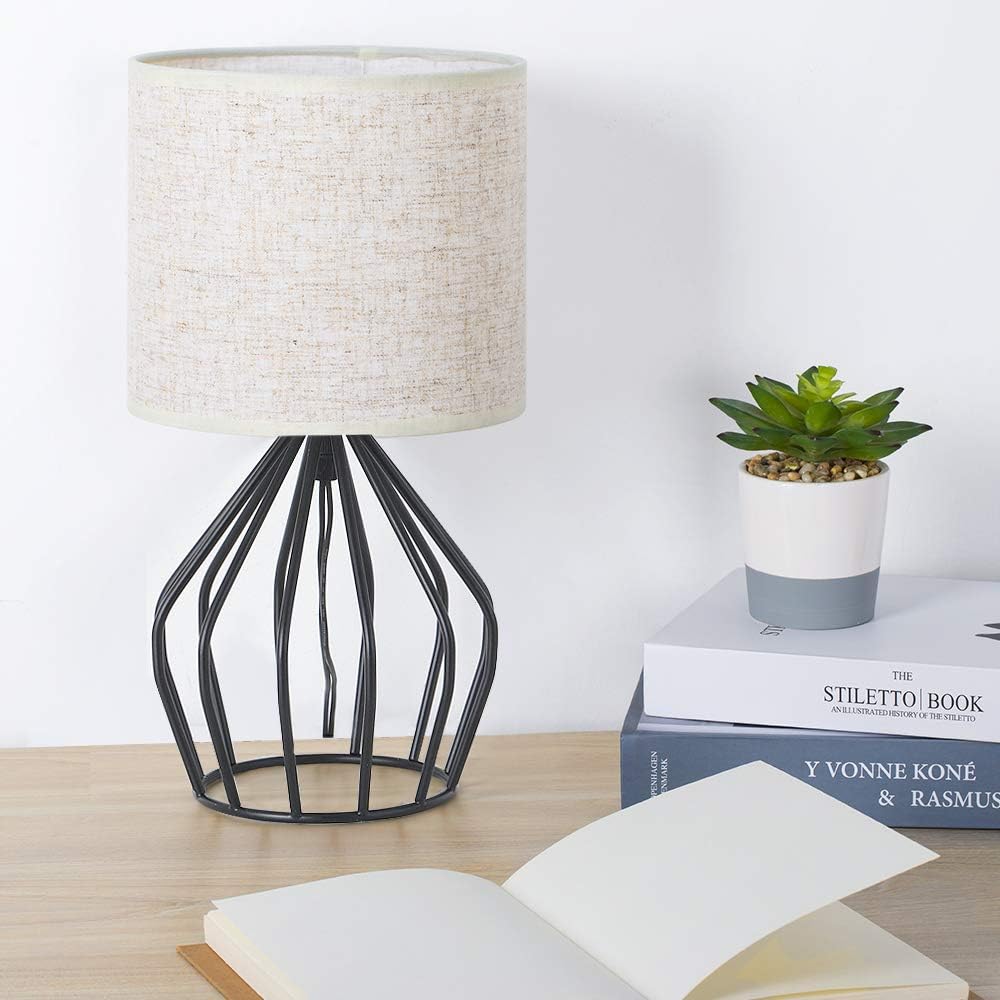 Linen Modern Black Bedside Lamp - View 5