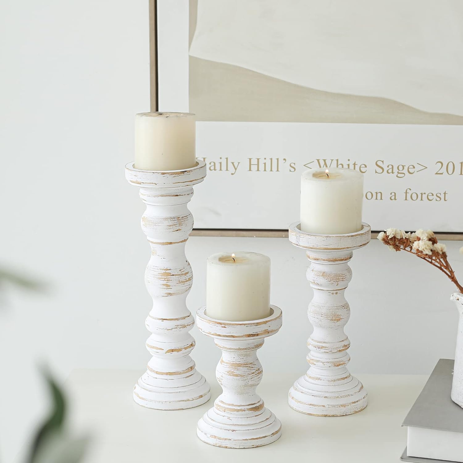 Farmhouse Black Pillar Candle — Set of 3 - View 3