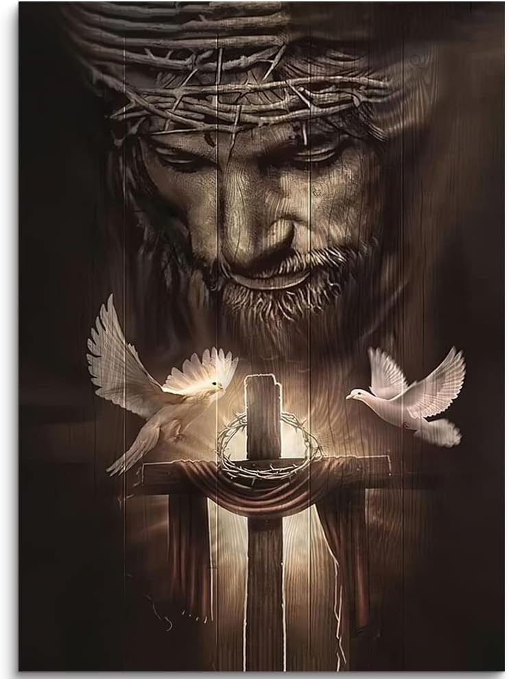 Black Canvas Wall Art — 28" — black JESUS 01