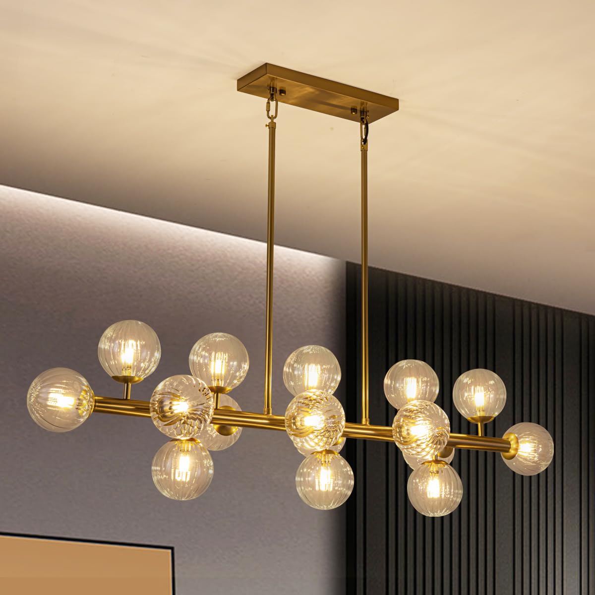 Adjustable Luxe Glass Chandelier — 16-Light