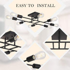 Mid-Century Black Chandelier — 8-Light - View 7