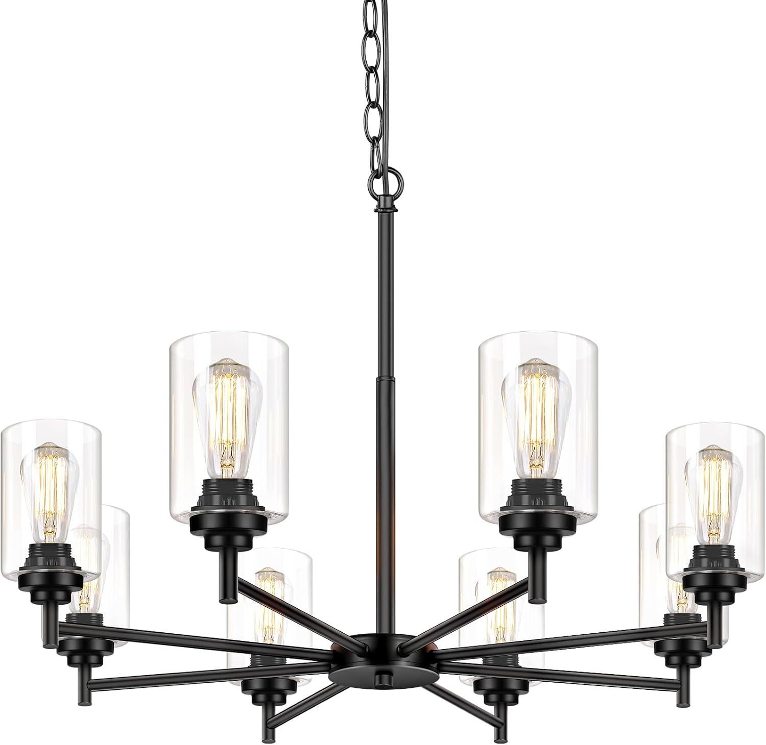 Adjustable Farmhouse Black Chandelier — 5-Light — Black