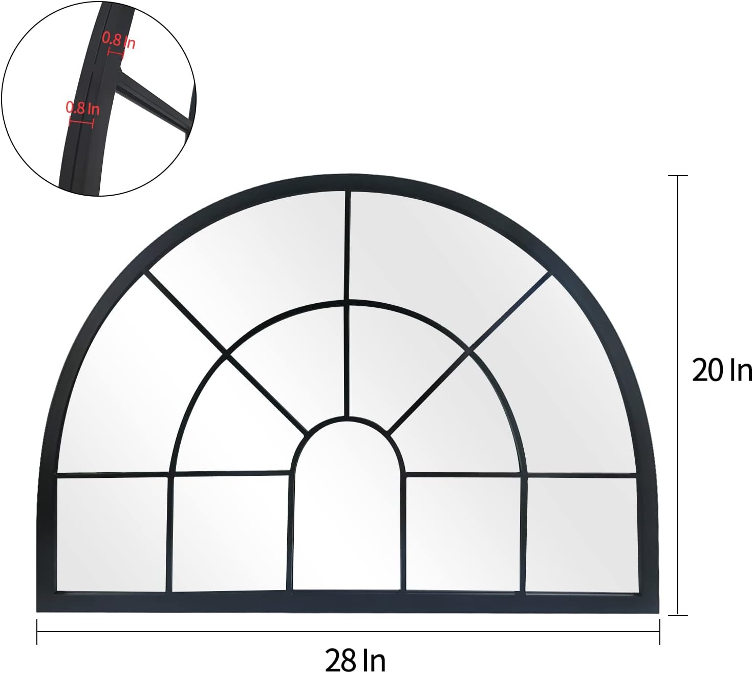 Farmhouse Black Round Mirror — 28" - View 3