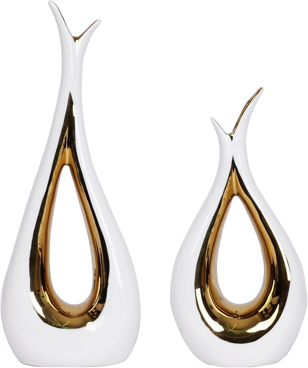 Luxe Blue Flower Vase — Set of 2 — White Gold