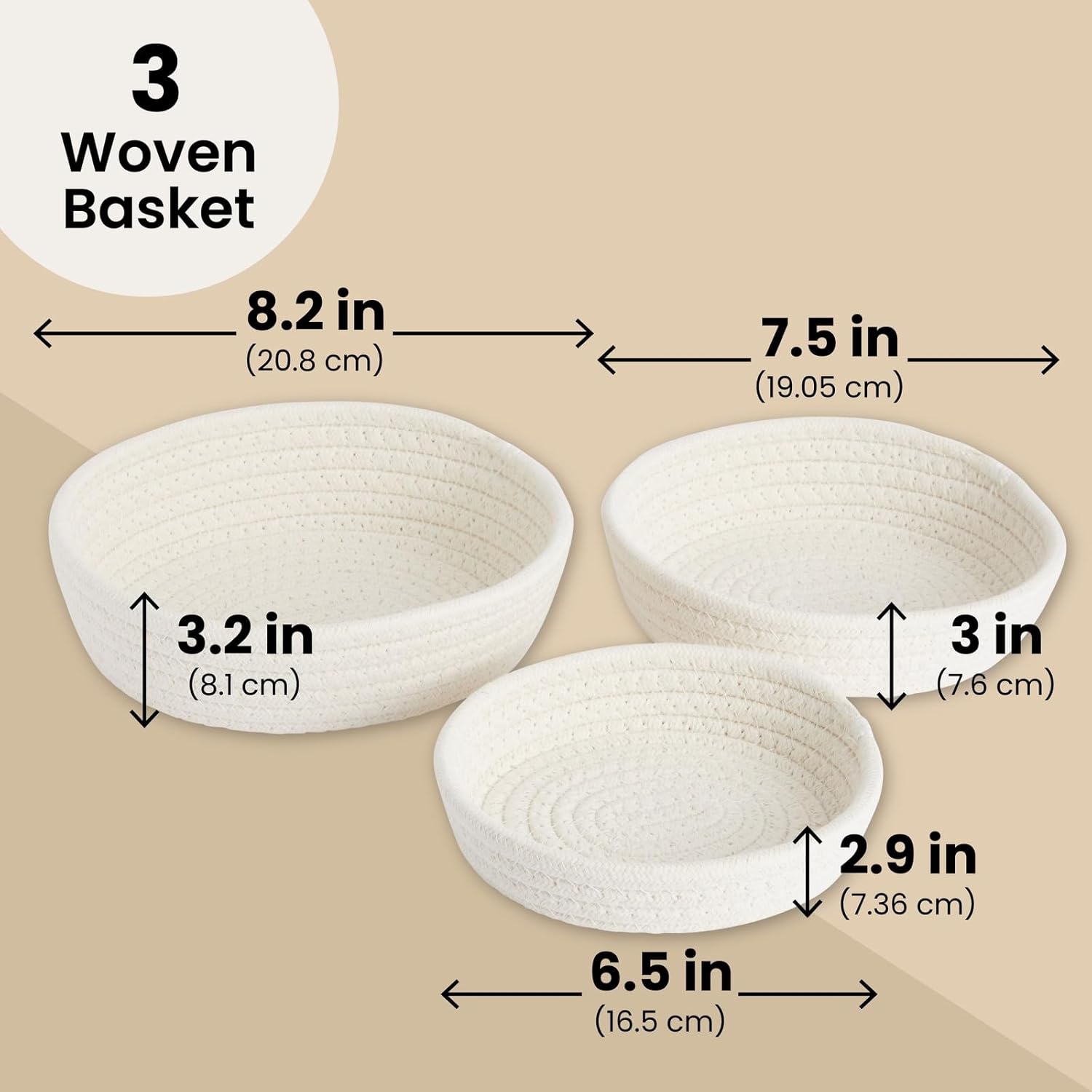 Round Boho Metal Woven Basket — 5x2 - View 4