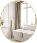 Framed Farmhouse Beige Wall Mirror — 24" — Gold28