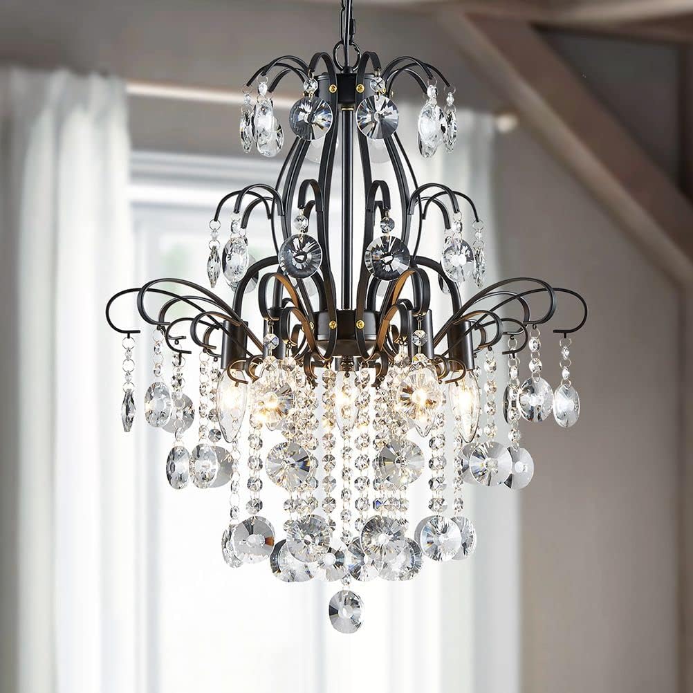 Luxe Black Chandelier — 5-Light — Black