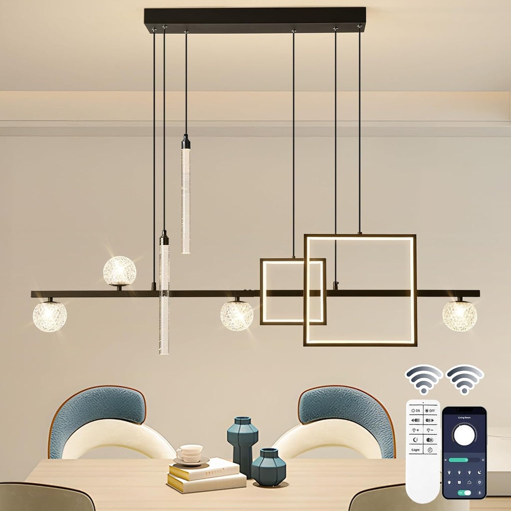 Dimmable Luxe Black Chandelier — Black, Square