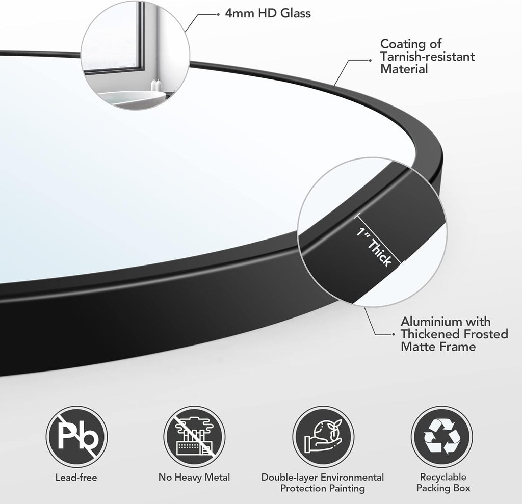 Round Metal Wall Mirror — 24" - View 2