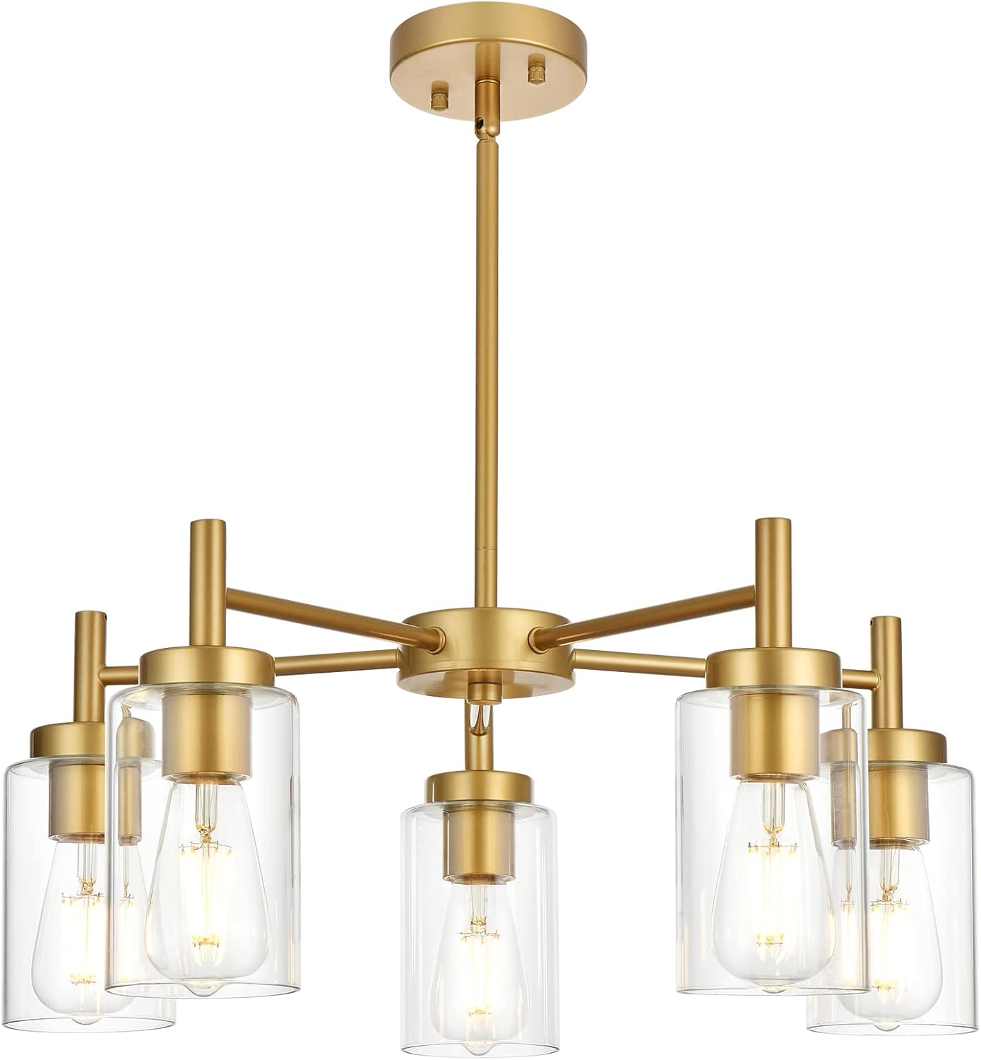 Vintage Modern Black Chandelier — 5-Light — Gold