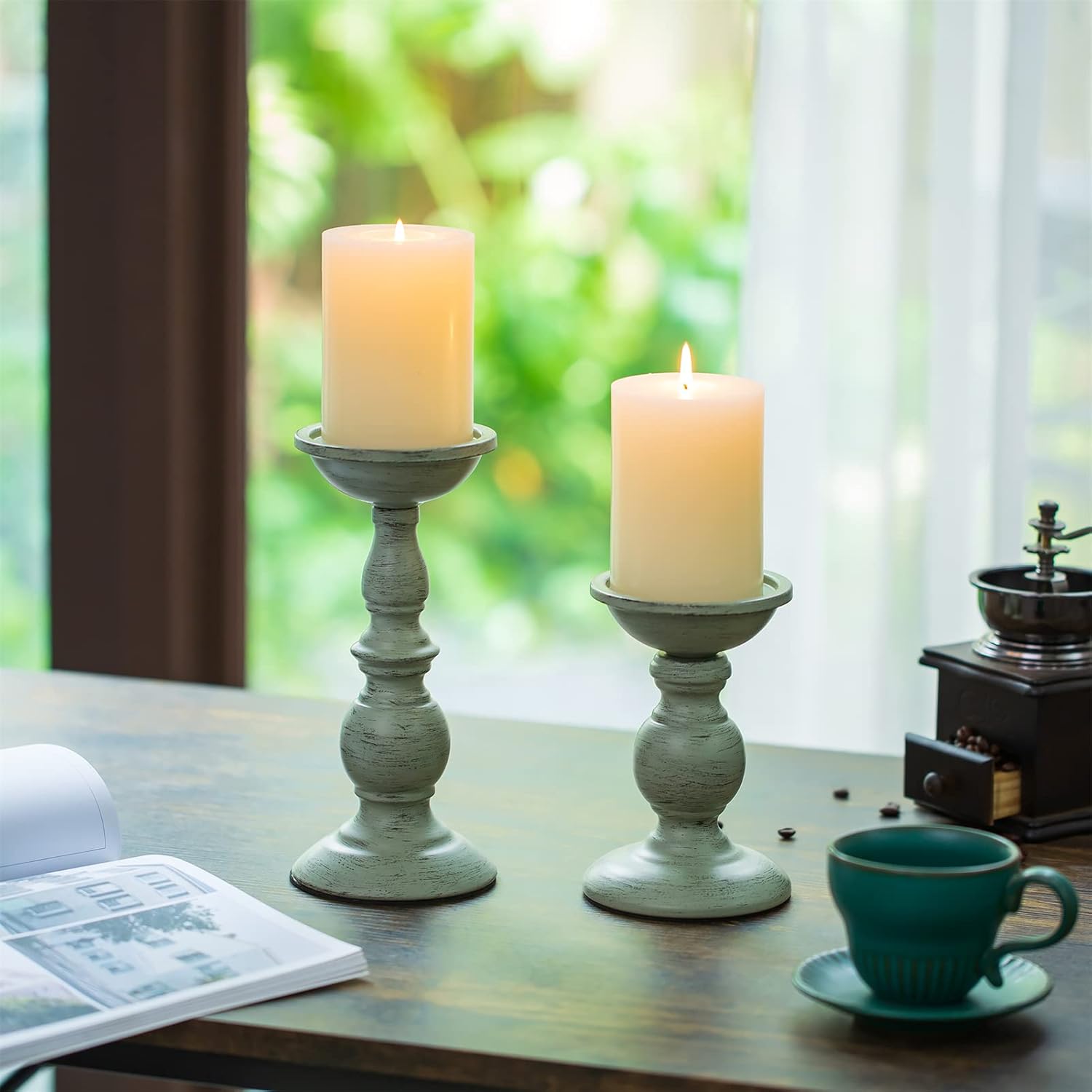 Vintage Mid-Century Black Pillar Candle - View 2