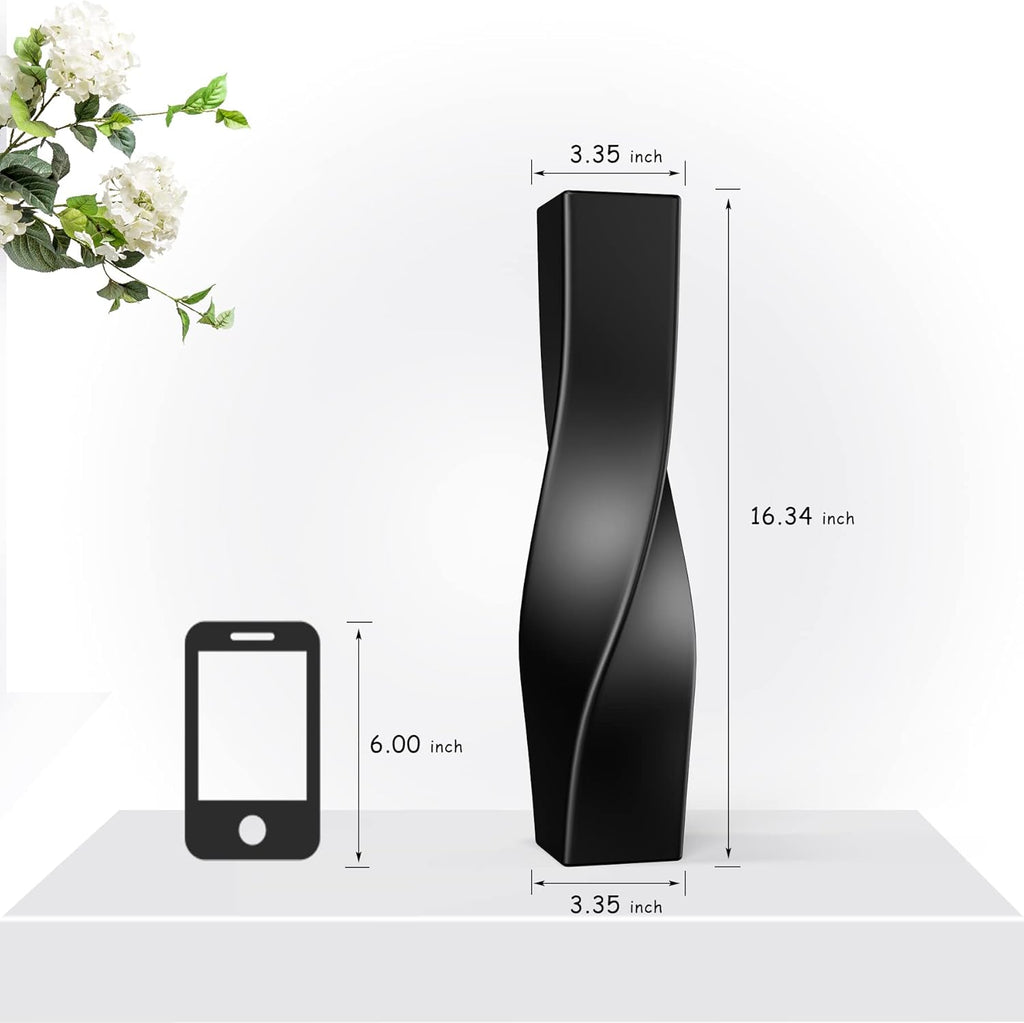 Modern Black Flower Vase — 16.34" - View 2