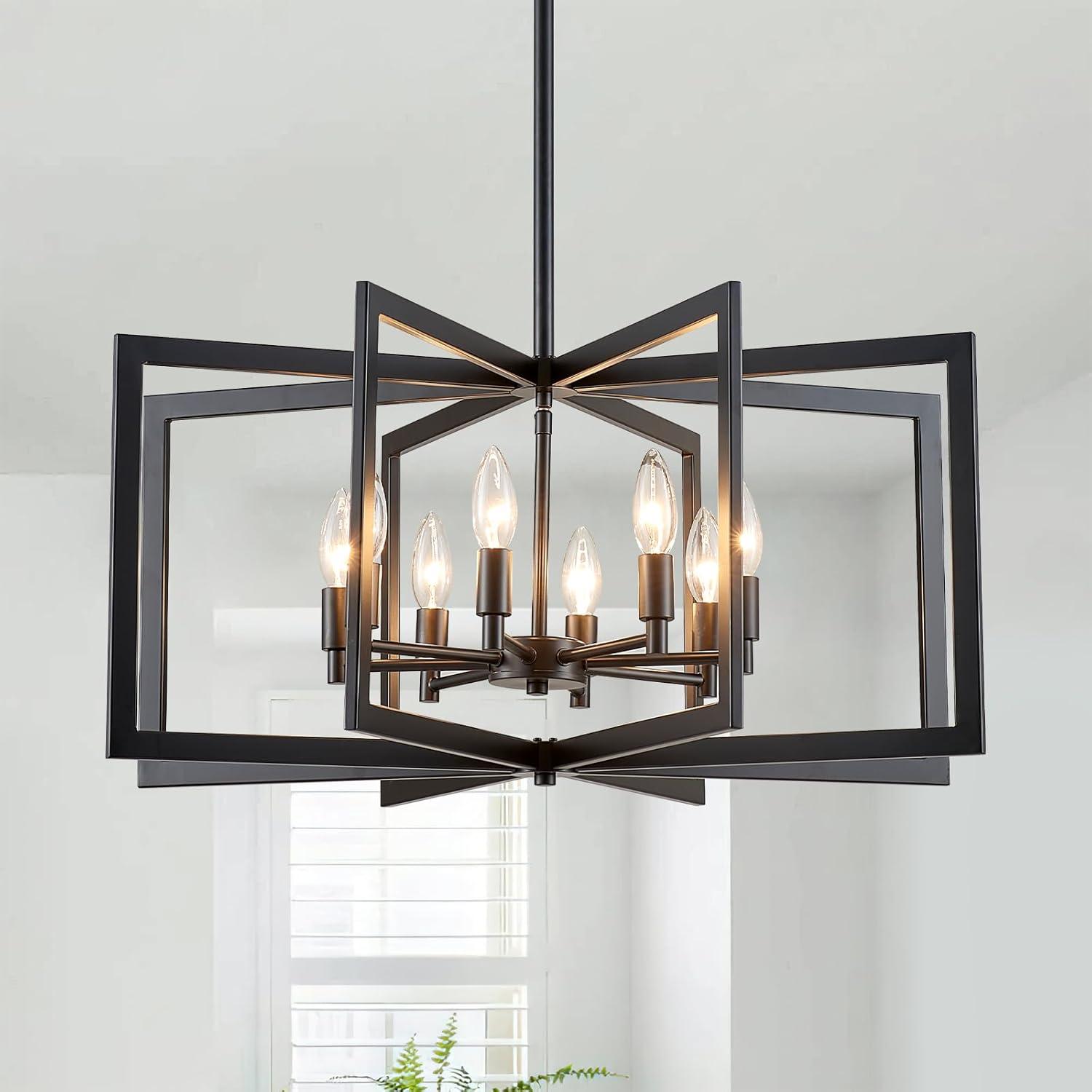 Modern Black Chandelier — 6-Light — Black 8-Light