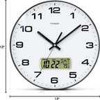 Battery Operated Modern Black Wall Clock — 13" - View 7