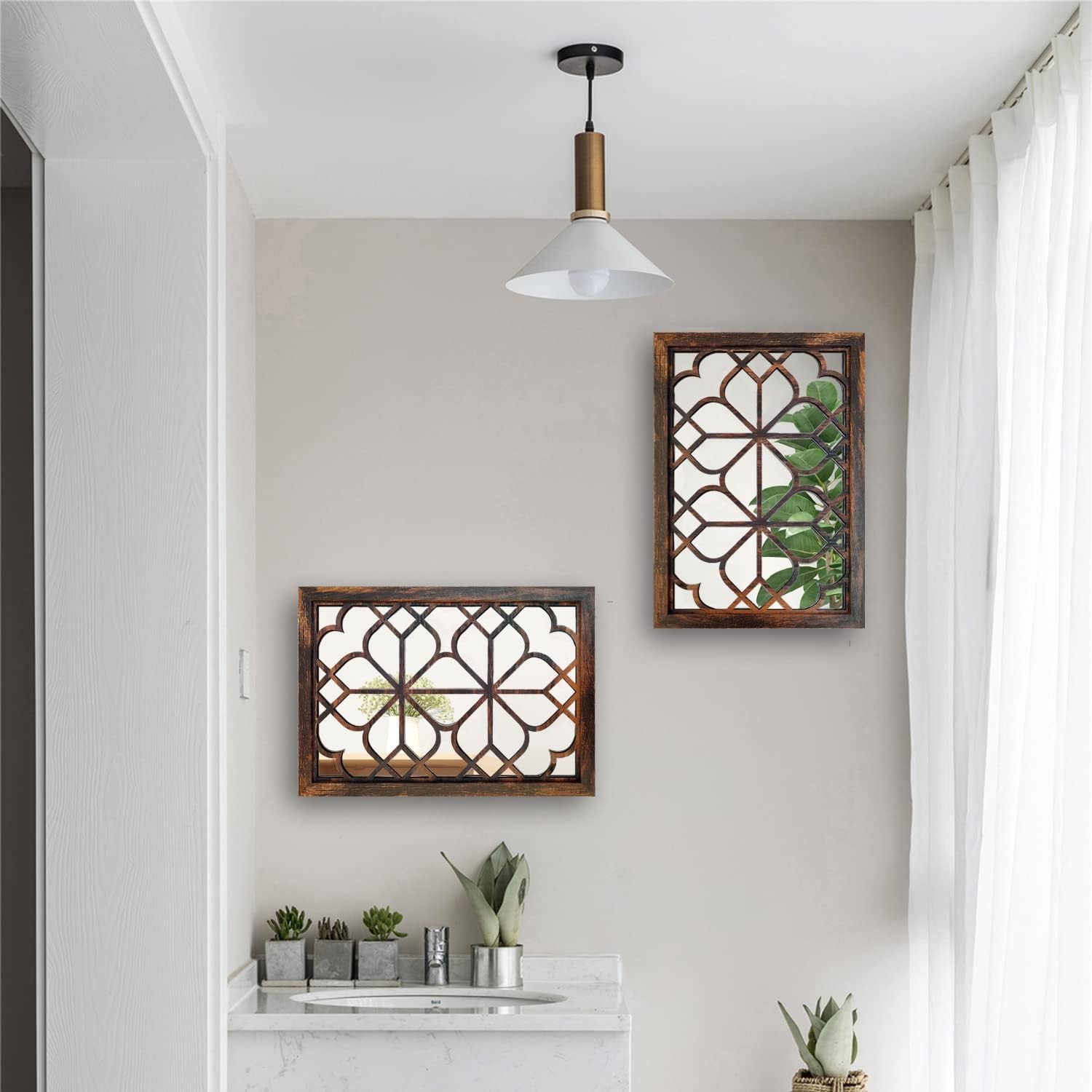 Rectangular Farmhouse Black Wall Mirror — 15" - View 4