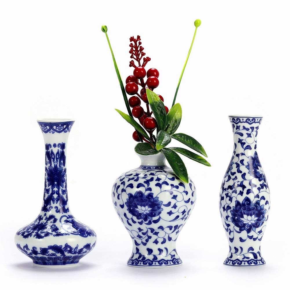 Vintage Farmhouse Ceramic Vase Set — Set of 3