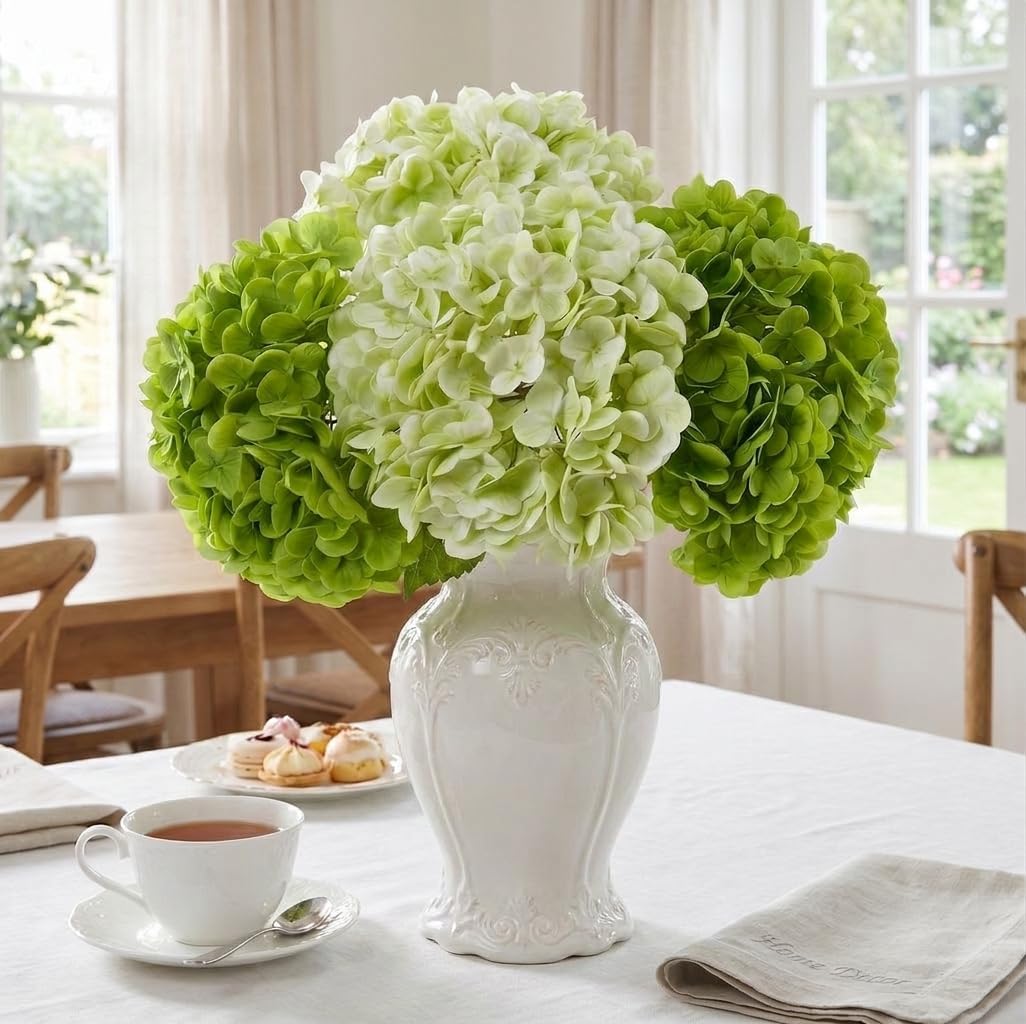 Beige Artificial Flowers — 21" — Dark Green & Light Green
