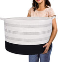 Boho Beige Throw Pillow — 22" — White+Black
