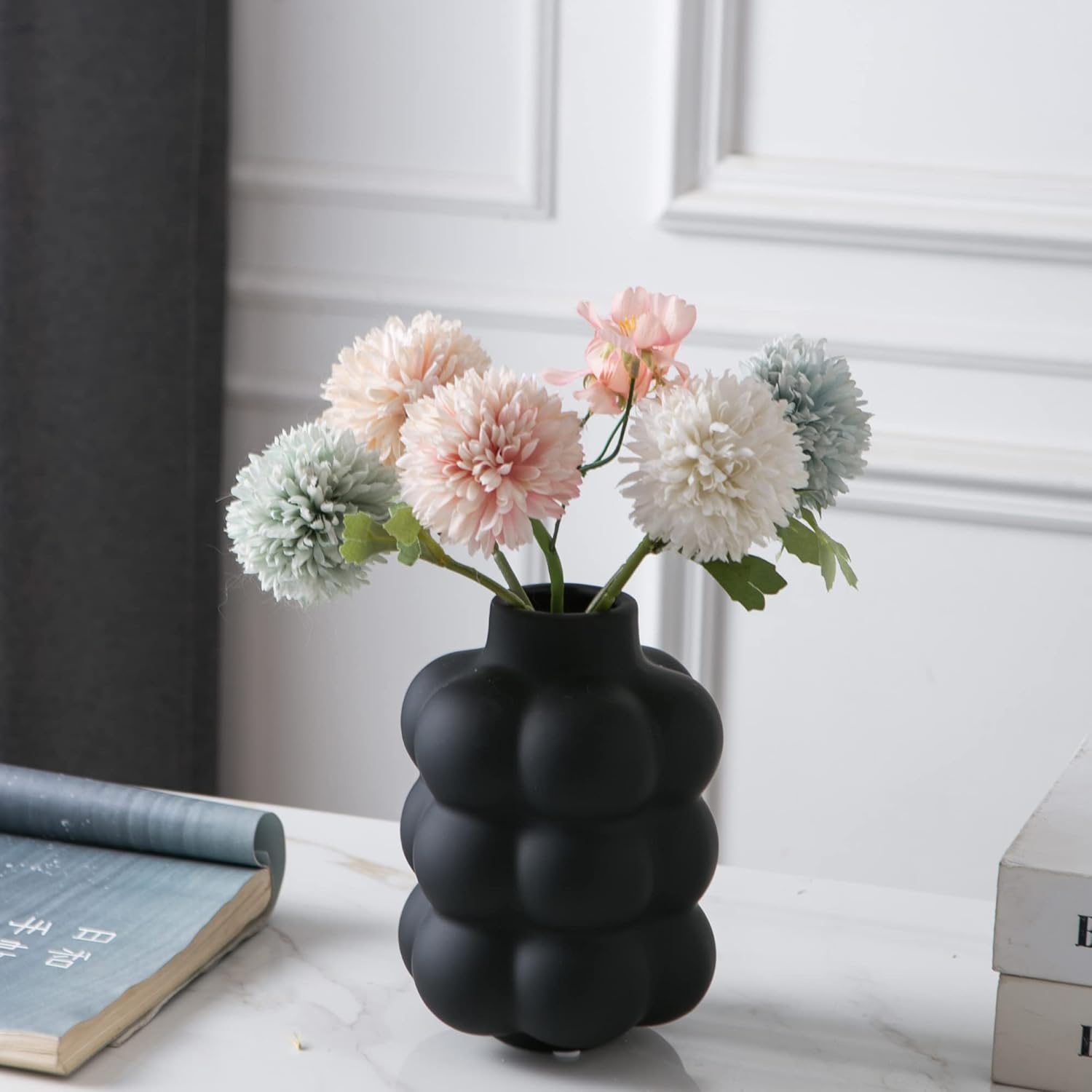 Boho Black Flower Vase — 6.7" — Black