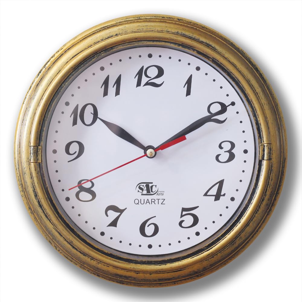 Vintage Farmhouse Brown Wall Clock — 8"