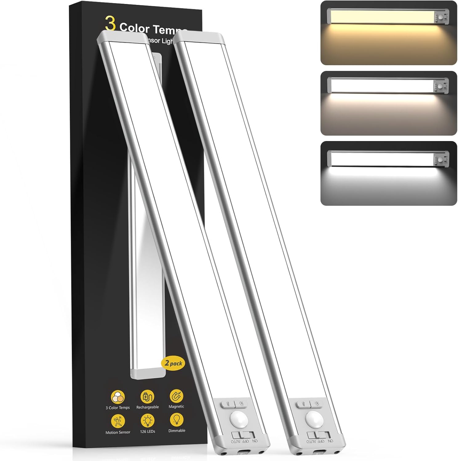 Rechargeable White Table Lamp — 10" — 3 Color Light